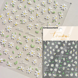 Rural Style White Daisy Flower Butterfly Small Wildflowers 5D Soft Embossed Relief Adhesive Nail Art Stickers 3D Manicure Decals (ONLINE ORDER ONLY)