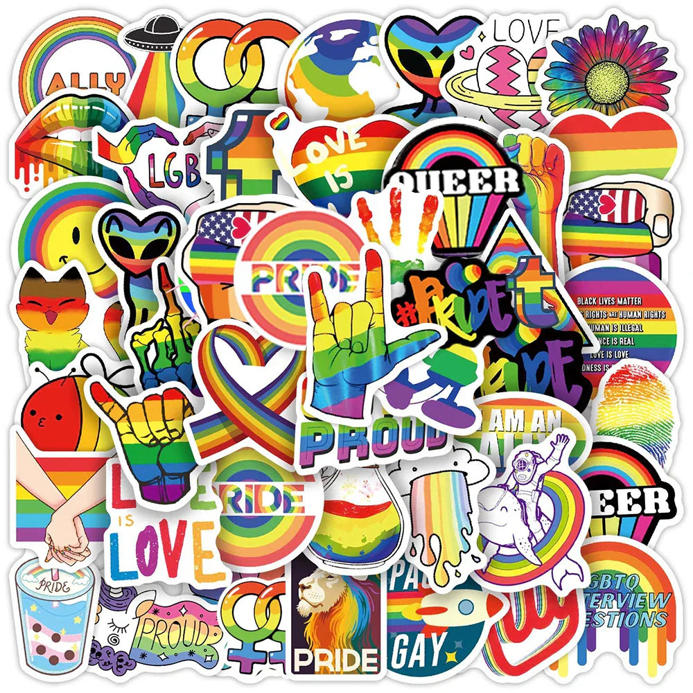 Rainbow LGBT Stickers 10/30/50pcs Waterproof Decals for Skateboard, Laptop, Phone, Motorcycle (ONLINE ORDER ONLY)