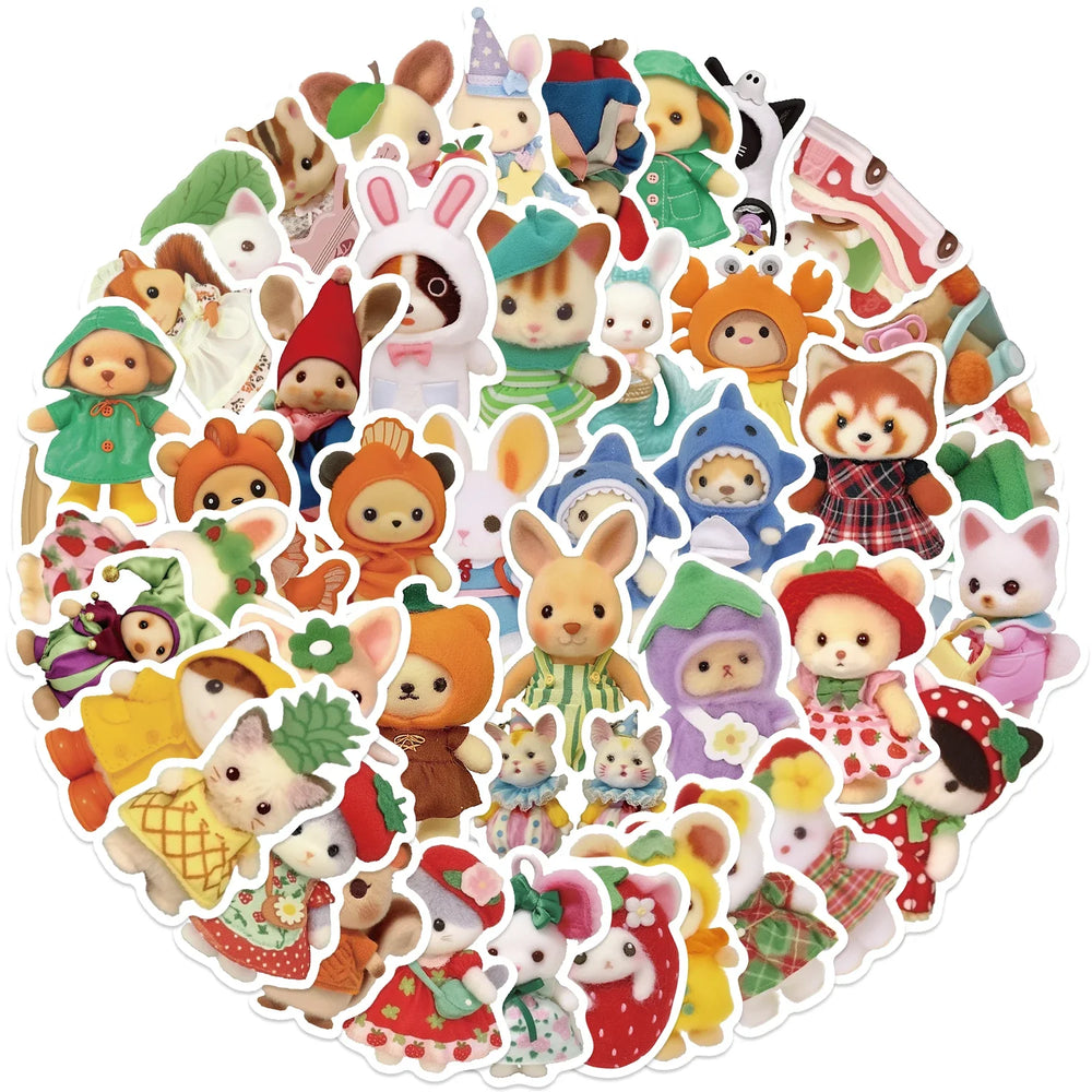60PCS Fruit Critter Animal Stickers DIY Laptops Water Bottles Phones Decorative Stickers Toy Waterproof Vinyl Decals (ONLINE ORDER ONLY)