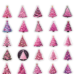 10/30/50PCS Pink Christmas Tree Stickers Aesthetic DIY Decoration Skateboard Laptop Phone Motorcycle Bike Car Decals Kids Gift (ONLINE ORDER ONLY)