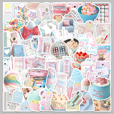52Pcs Cute Cartoon Graffiti Stickers for Helmet, Wall, Desktop Decoration (Online Order Only)
