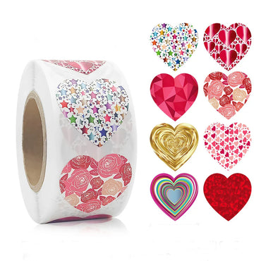 100-500pcs Color Valentine's Day Heart Sticker Birthday Gift Packaging Seal Sticker Party Invitation Decor Sticker Baking Label (ONLINE ORDER ONLY)