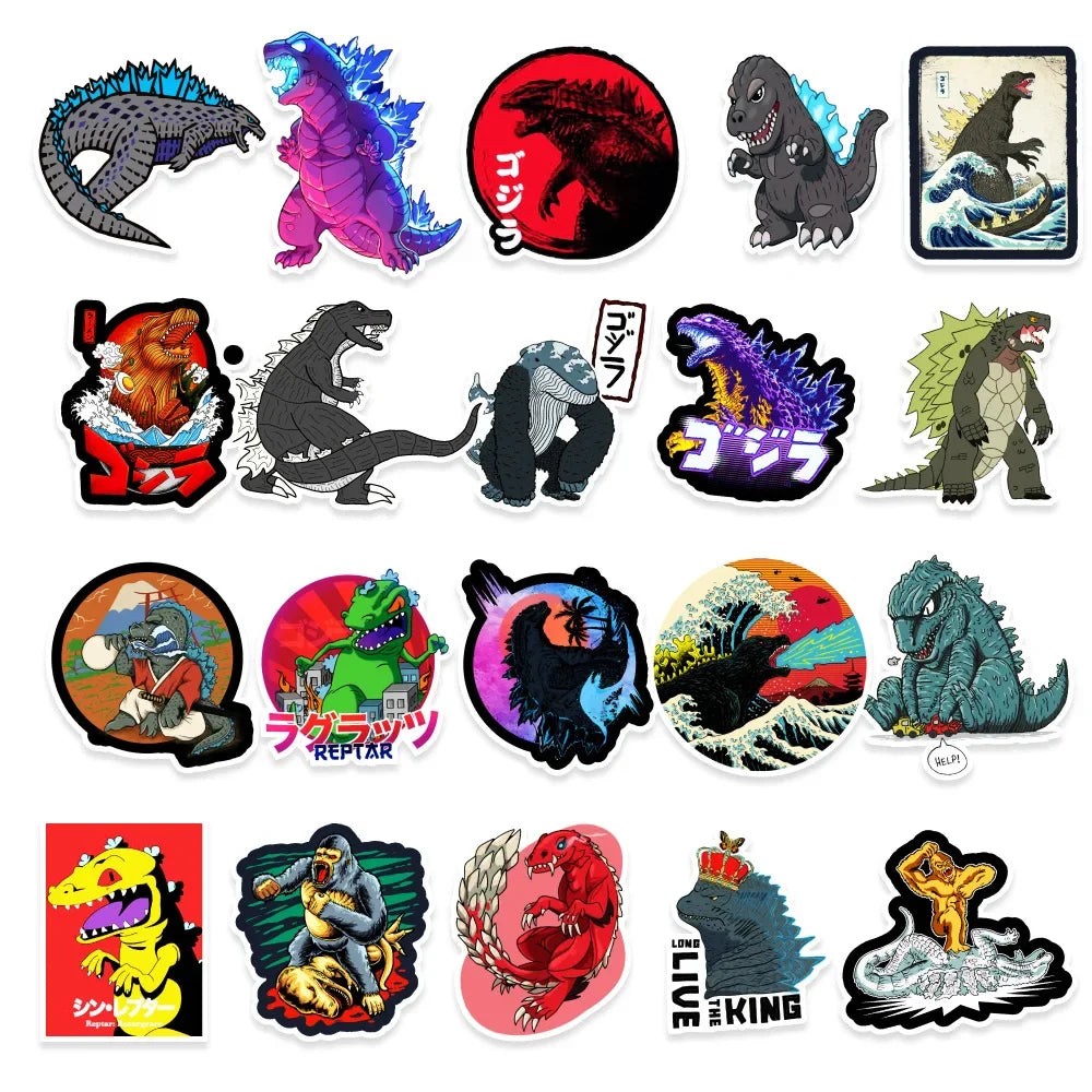 50pcs Godzilla Monster Graffiti Sticker Car Mobile Phone Water Cup Decoration Waterproof Sticker (Online Order Only)