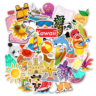 50pcs Cute Beach Graffiti Stickers for Helmet, Wall, DIY Decoration (ONLINE ORDER ONLY)