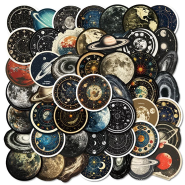 10/30/50PCS Vintage Cosmic Planet Sticky PVC Sticker Aesthetic DIY Decoration Scrapbooking Hand Accounting Supplies for Kids (ONLINE ORDER ONLY)