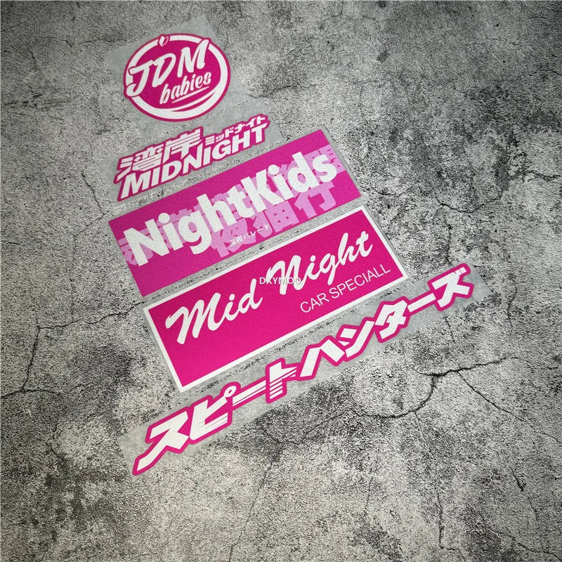 Car Styling Stickers Japanese JDM Babies midnight car special SH Decal Auto Motorbike Helmet Applique Vinyl Tape Window Tape (Online Order Only)