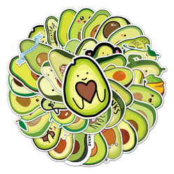 50Pcs Avocado Cartoon Waterproof Vinyl Stickers for Skateboard Snowboard Decal (ONLINE ORDER ONLY)