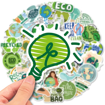 10/30/50PCS Protect Environment Green Cartoon Sticker DIY Waterproof Suitcae Bicycle Skateboard Scrapbook Car Laptop Wall Decals (ONLINE ORDER ONLY)