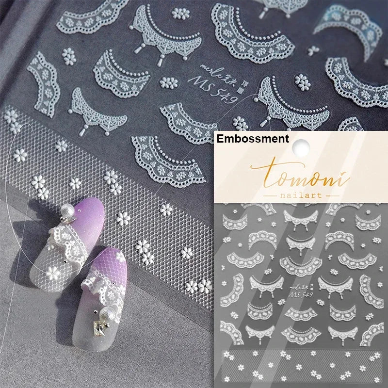 French Style Colorful Square Grid Rhombus Stripe Bowknot Line 3D Self Adhesive Nail Art Stickers Shiny Rhinestone Manicure Decal (Online Order Only)