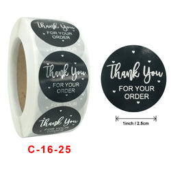 500 Pcs Round Black Thank You Bond Party Adhesive Diy Seal Stickers Decorative Album Diary Cartoon Label Decor (ONLINE ORDER ONLY)
