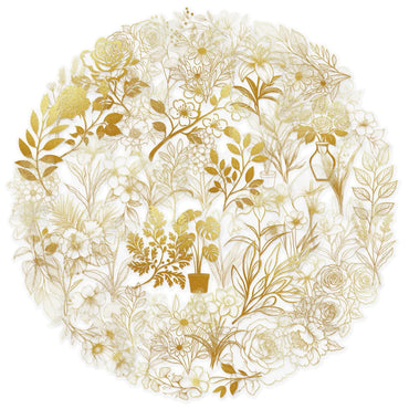 10/30/50PCS Transparent Stickers Golden Graffiti Decoration Plant DIY Sticker Aesthetics Toy Laptop Phone Guitar Car Bike Decals (ONLINE ORDER ONLY)