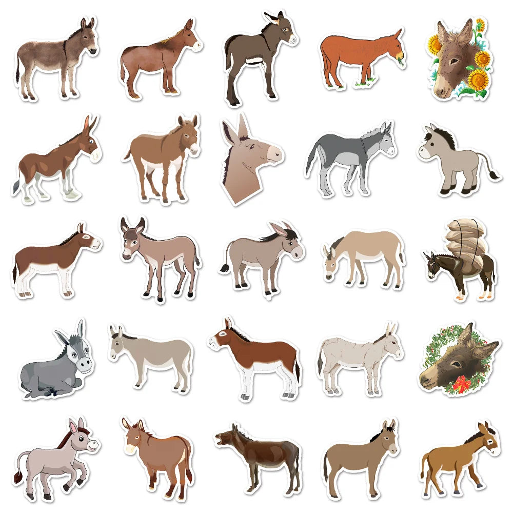 50Pcs The donkey Stickers DIY Helmet Skateboard Laptop Motorcycle Graffiti Sticker Decals Kids (Online Order Only)