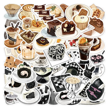 10/30/50PCS Kawaii Food Dessert Coffee Stickers Ins Style Cartoon Decals Decoration DIY Skateboard Laptop Phone Guitar Bike Car (ONLINE ORDER ONLY)