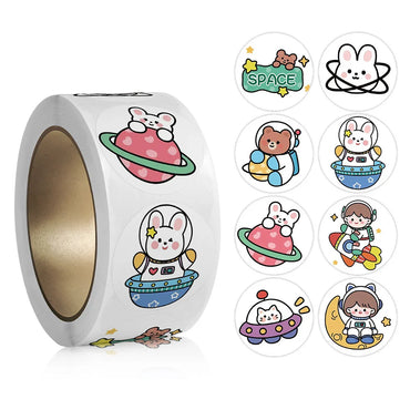 100-500Pcs 2.5cm Korean Cute Animal Stickers Roll for Envelope Praise Reward Student Kid Work Label Kawaii Stationery Seal Lable (Online Order Only)