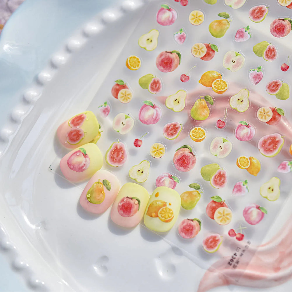 Fig Guava Pitaya Honey Peach Oranges Watermelon Strawberry Apple Pineapple Fruit Nail Art Decoration Stickers Manicure Decals (ONLINE ORDER ONLY)