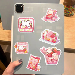 10/30/50PCS Cute Pink Food PVC Sticker Aesthetic Children's Decoration Scrapbooking Korean Stationery School Supplies for Kids (ONLINE ORDER ONLY)