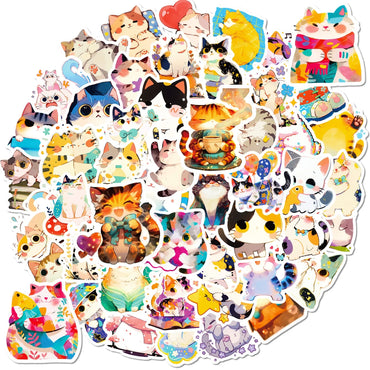 10/30/50PCS Watercolor Style Animal Stickers Cute Cat Sticker Cartoon Graffiti DIY Toy Laptop Phone Guitar Car Bike Decoration (ONLINE ORDER ONLY)