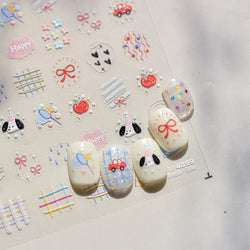 Graffiti Lines Apple Dog Car Bowknot Love Heart Flower Capture Net Grid Butterfly Rain Adhesive Nail Art Sticker Manicure Decals (ONLINE ORDER ONLY)