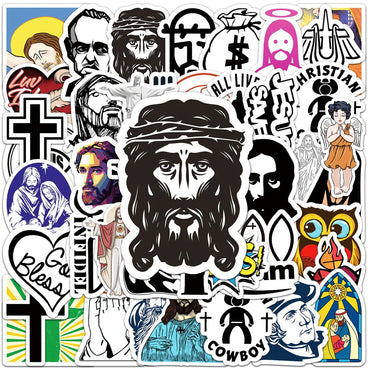 10/30/50pcs Christians Religion Jesus Graffiti Stickers Cartoon Decals Laptop Notebook Scrapbook Wall Decoration Sticker Kid Toy (Online Order Only)