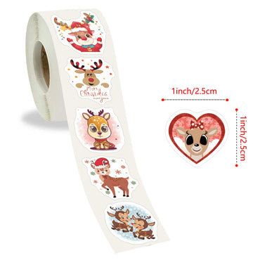 100-500pcs Merry Christmas Stickers Reindeer Christmas Tag For Envelope Sealing Gift Decor Shop Product Packaging Stickers (ONLINE ORDER ONLY)