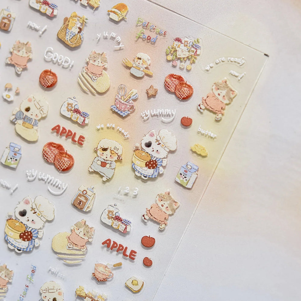 Sweater Glovesvacuum Cup Milk Fallen Leaves Kitten Adhesive Nail Art Stickers Warm Suitpinecone Kitchenware Cat Manicure Decals (ONLINE ORDER ONLY)