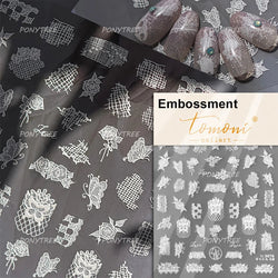 Pure White Lily Petals Flower Butterfly Branch Leaves Line Minimalist Self Adhesive Nail Art Decorations Sticker Manicure Decals (ONLINE ORDER ONLY)