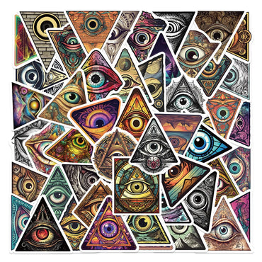 10/50Pcs Funny Cartoon Colorful All Seeing Eyes Graffiti Sticker for Luggage Skateboard Guitar Waterproof Creative Stickers (Online Order Only)
