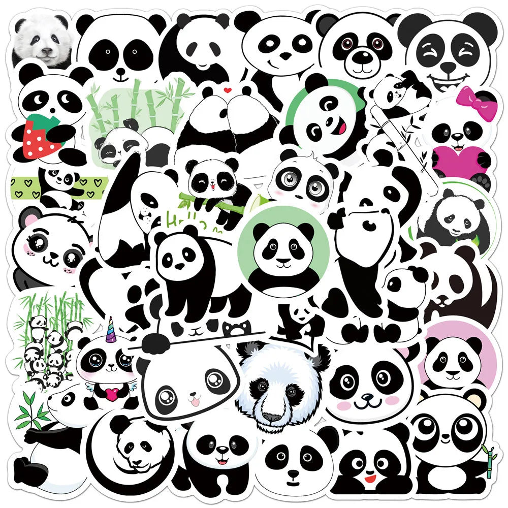 50Pcs Cute Panda Graffiti Stickers for Helmet, Wall, DIY Decor (ONLINE ORDER ONLY)