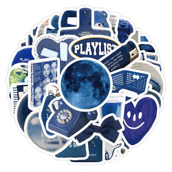 Cartoon Blue Stickers 10/30/60pcs Waterproof Decals for Laptop, Phone, Bicycle, Notebook, Fridge (ONLINE ORDER ONLY)
