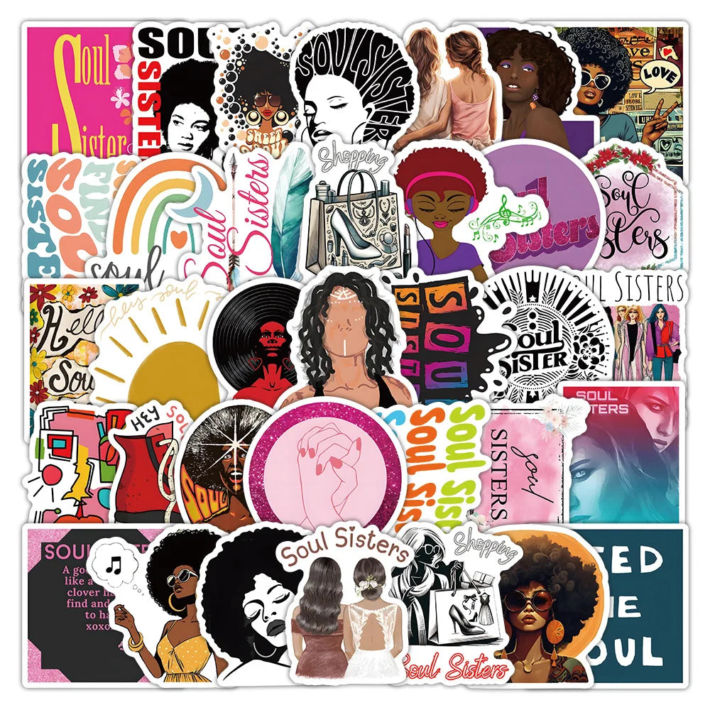 Soul Sister Cartoon Friendship Stickers for Phone Laptop Luggage Skateboard Decals Gift (ONLINE ORDER ONLY)