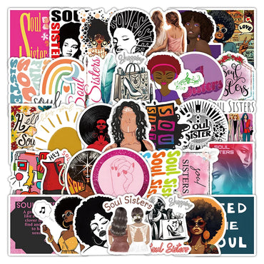 Soul Sister Cartoon Friendship Stickers for Phone Laptop Luggage Skateboard Decals Gift (ONLINE ORDER ONLY)