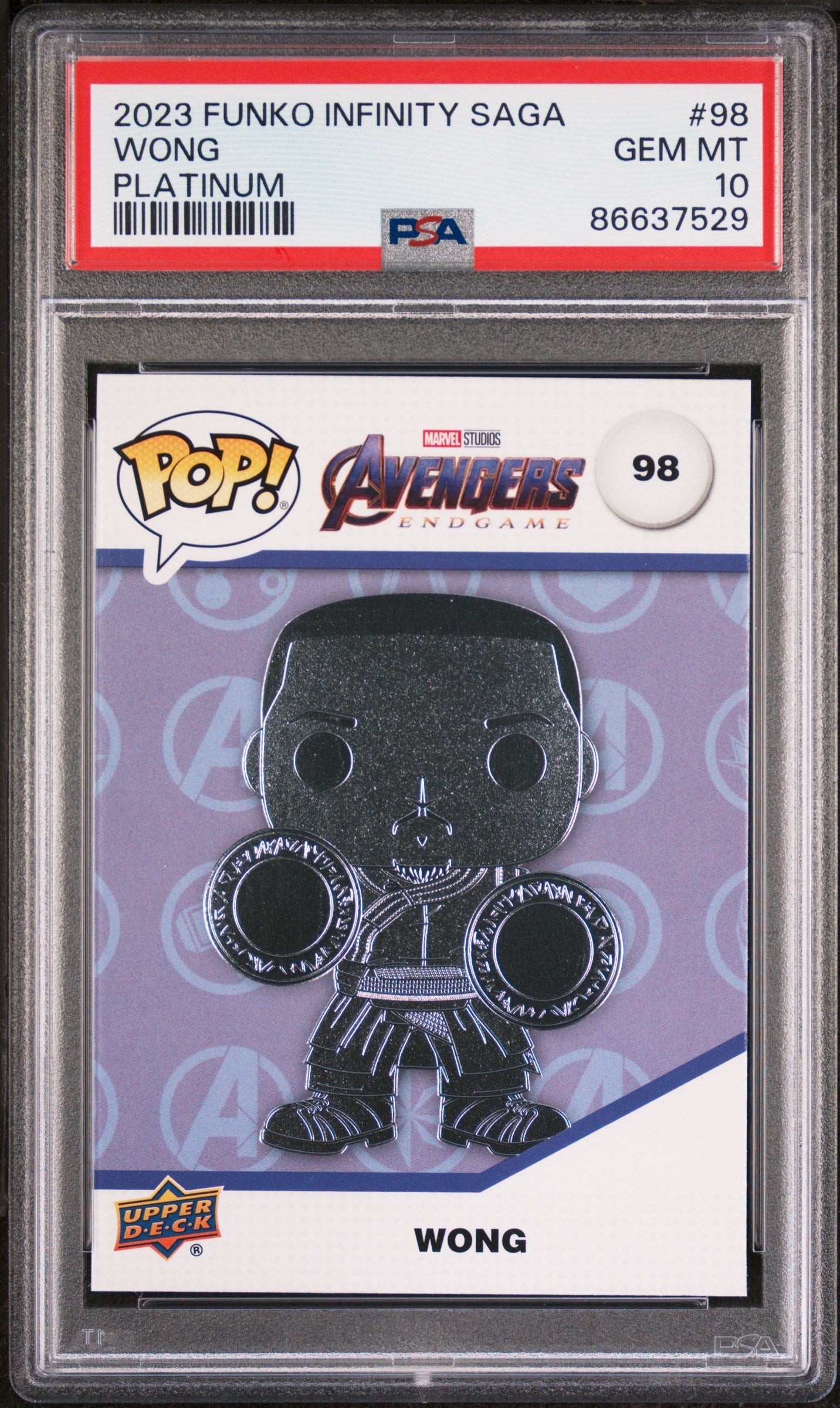 2023 UPPER DECK FUNKO POP MARVEL  WONG PLATINUM #98  PSA 10 (Online Order Only)