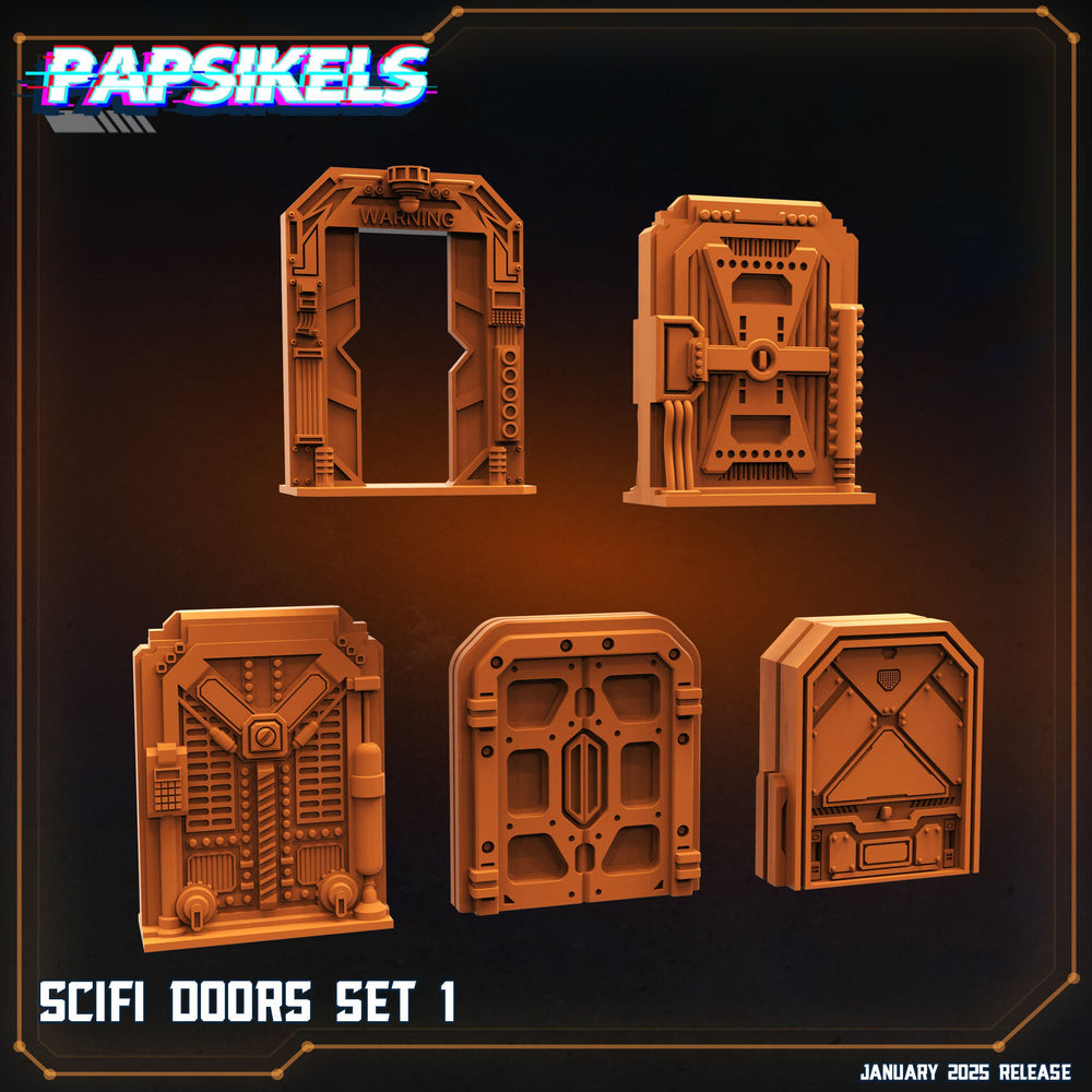 3D Printed Papsikels Scifi Doors Set 1 January 2025 - Scifi 28mm 32mm (Online Only)