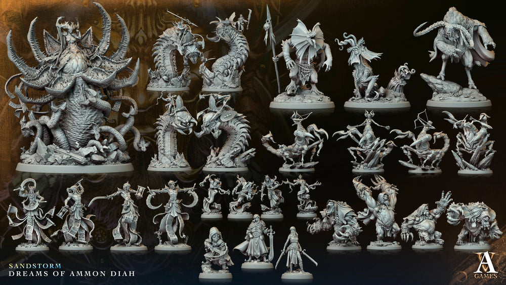 3D Printed Archvillain Games Iq Najaq Sandstorm Dreams of Ammon Diah 28 32mm D&D (Online Only)