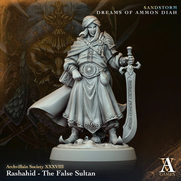3D Printed Archvillain Games Rashahid The False Sultan Archvillain Society Vol XXXVIII 28 32mm D&D (Online Only)