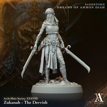 3D Printed Archvillain Games Zukanah The Dervish Archvillain Society Vol XXXVIII 28 32mm D&D (Online Only)