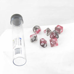 SDZ000201 Pink Clear Black Layered Resin Dice White Numbers 16mm (5/8 inch) 7 Dice Set (ONLINE ORDER ONLY)