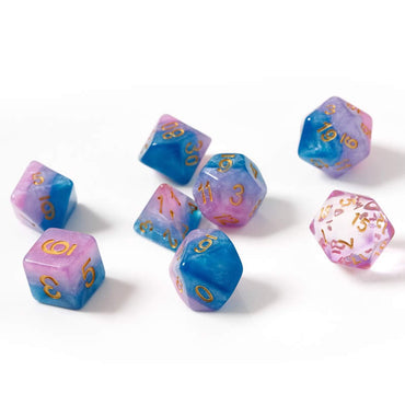 SDZ000303 Baby Gummies Resin Dice Gold Numbers 16mm (5/8 inch) 7 Dice Set (ONLINE ORDER ONLY)