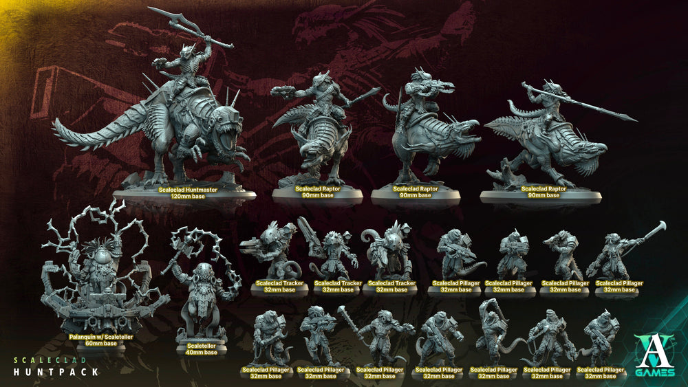 3D Printed Archvillain Games Scaleteller Scaleclad Huntpack 28 32mm D&D (Online Only)