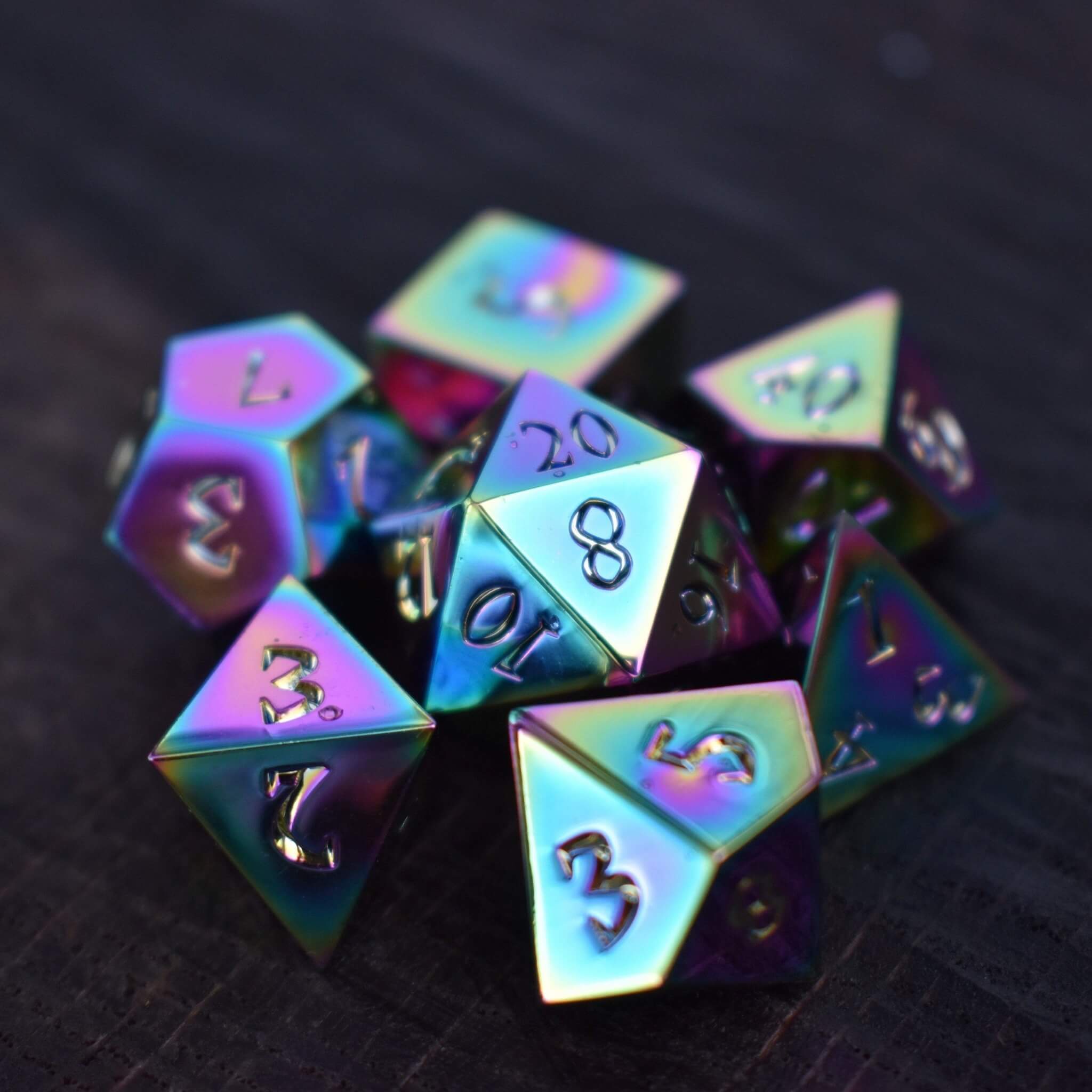 Iridescent Sharp-Edged Metal Dice Set (ONLINE ORDER ONLY)
