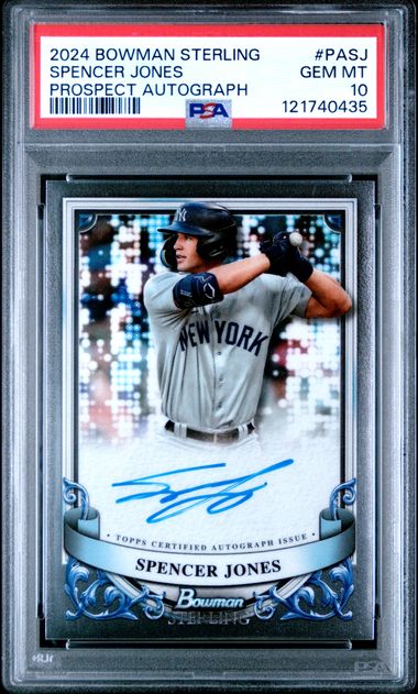 Graded 2024 Topps Bowman Sterling Spencer Jones #PASJ Prospect Autograph Rookie RC Baseball Card PSA 10 Gem Mint (ONLINE ORDER ONLY)