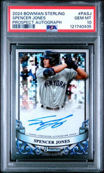 Graded 2024 Topps Bowman Sterling Spencer Jones #PASJ Prospect Autograph Rookie RC Baseball Card PSA 10 Gem Mint (ONLINE ORDER ONLY)