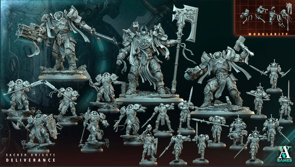 3D Printed Archvillain Games Bastion of Light Sacral Knights Deliverance 28 32mm D&D (Online Only)