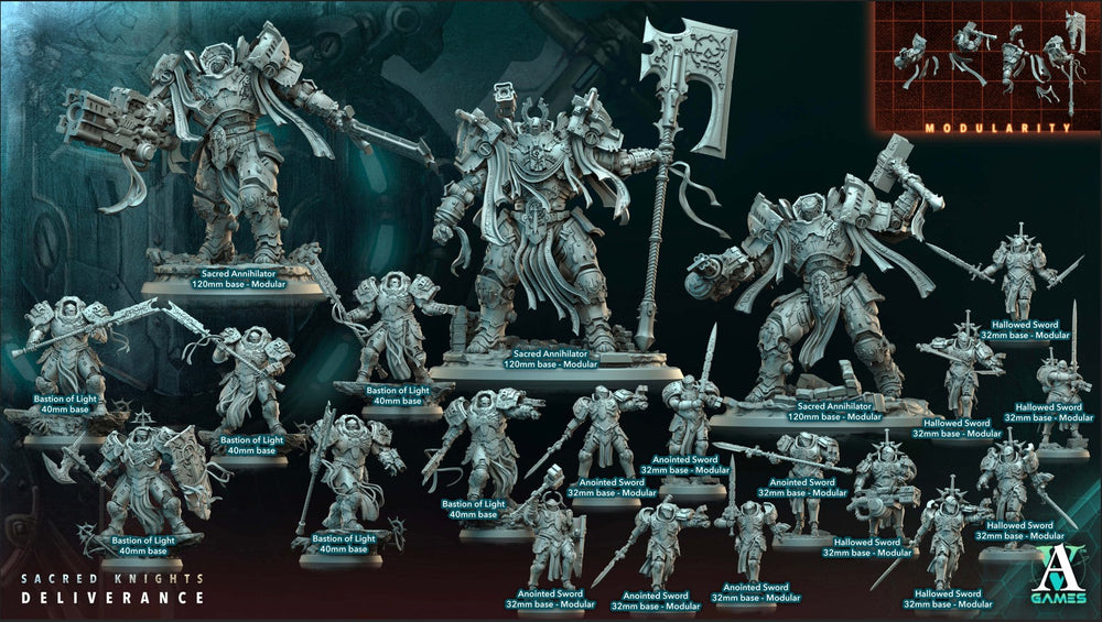 3D Printed Archvillain Games Bastion of Light Sacral Knights Deliverance 28 32mm D&D (Online Only)