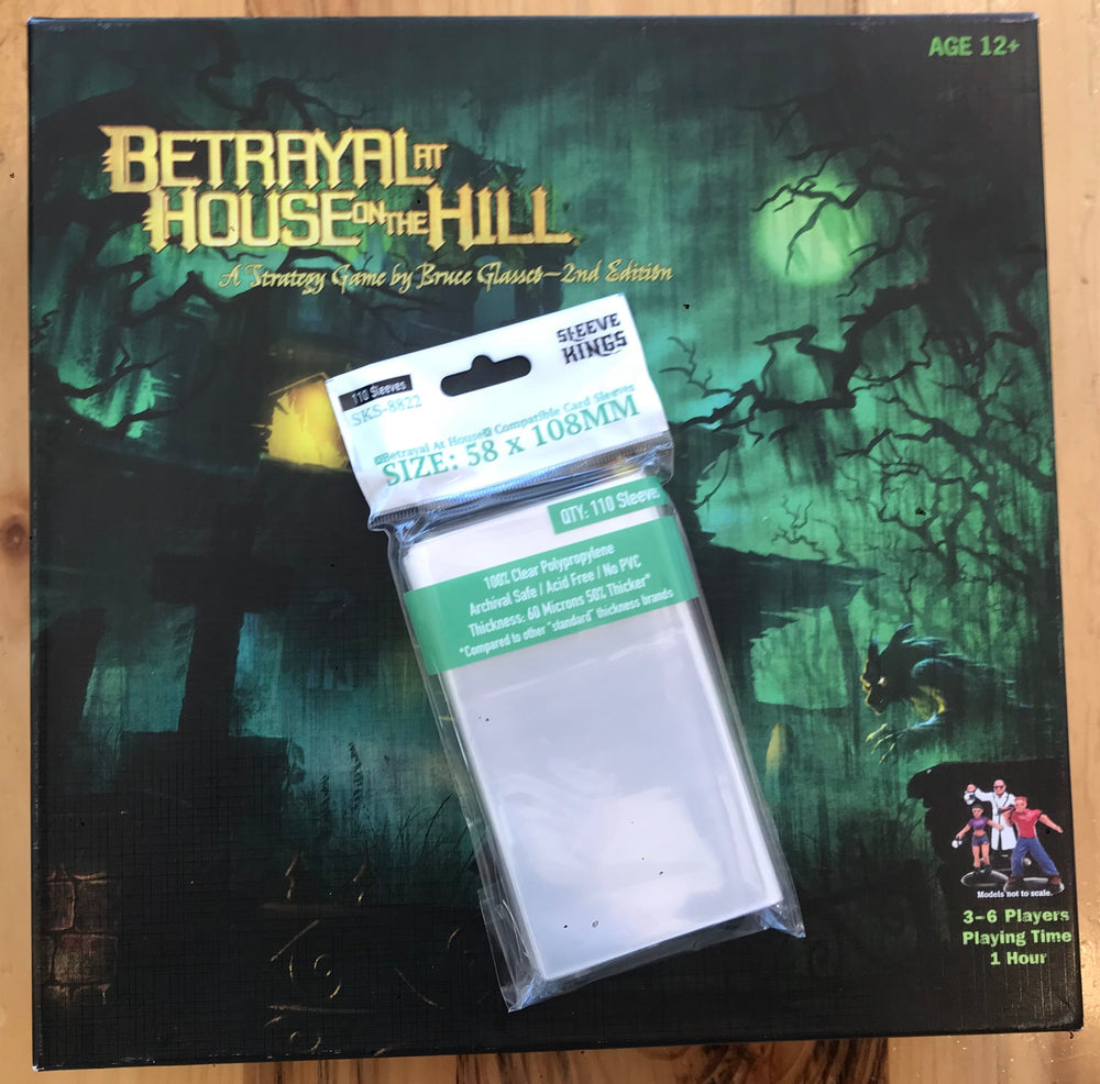 "Betrayal At House on the Hill" Compatible Sleeves (58x108mm) 110 Pack, 60 Micron, SKS-8822 (ONLINE ORDER ONLY)