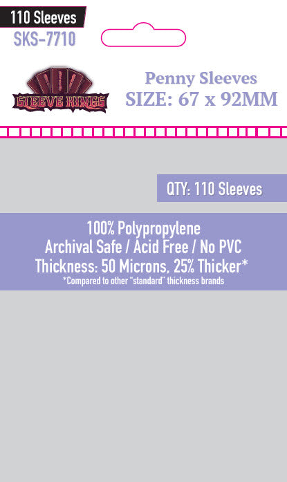 Penny Card Game Card Sleeves (67x92mm) - 110 Pack, 50 Microns, SKS-7710 (ONLINE ORDER ONLY)