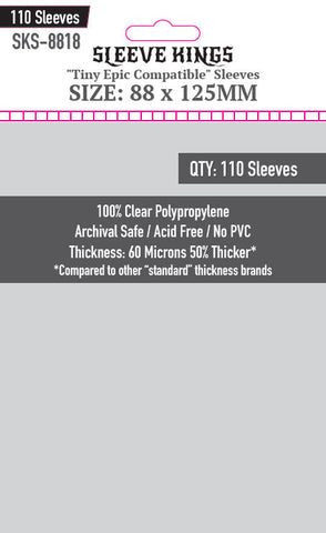 "Tiny Epic" Compatible Card Sleeves (88x125mm) 110 Pack, 60 Micron, SKS-8818 (ONLINE ORDER ONLY)