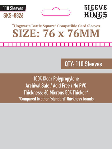 "Hogwarts Battle" Compatible Large Sleeves (76x76mm) 110 Pack, 60 Micron, SKS-8826 (ONLINE ORDER ONLY)