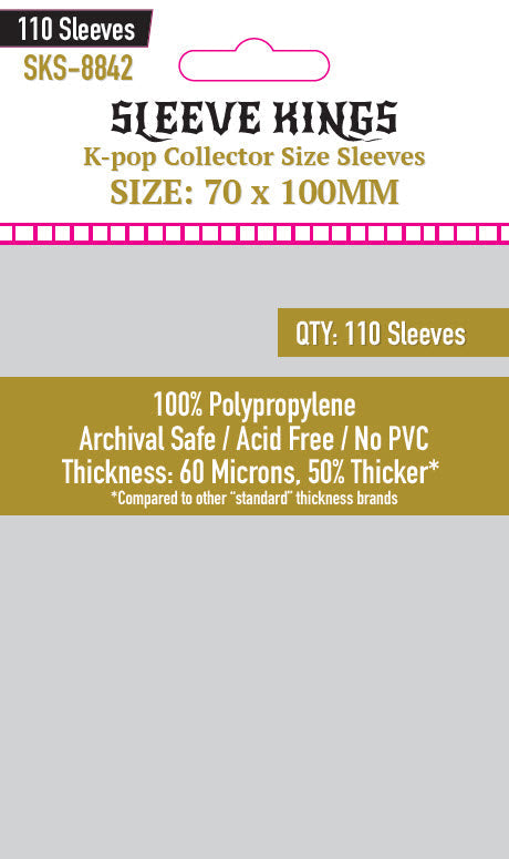 "Kpop" Collector Size Card Sleeve (70x100mm) 110 Pack, 60 Micron, SKS-8842 (ONLINE ORDER ONLY)