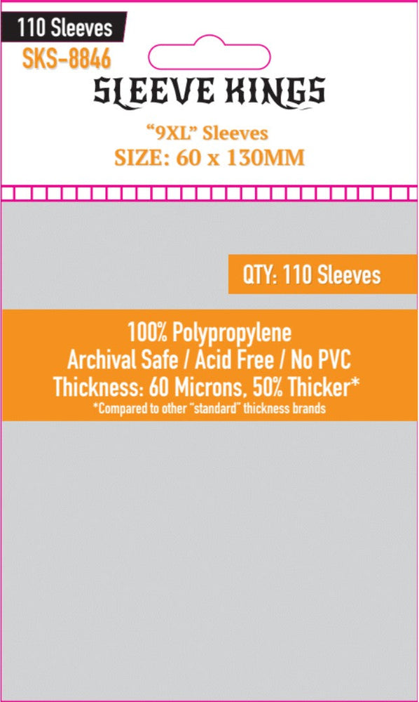 9XL Game Card Sleeves (60x130mm) 110 Pack, 60 Microns, SKS-8846 (ONLINE ORDER ONLY)